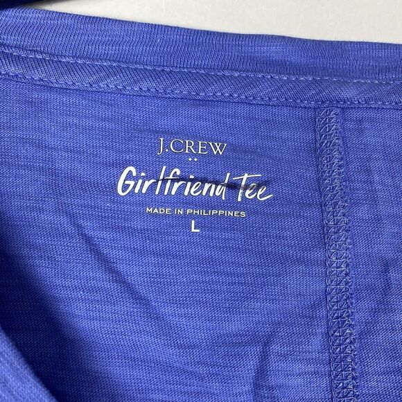 J Crew Factory Girlfriend Crewneck Short Sleeve Tee Shirt Sz L Royal Blue NEW - Picture 2 of 6